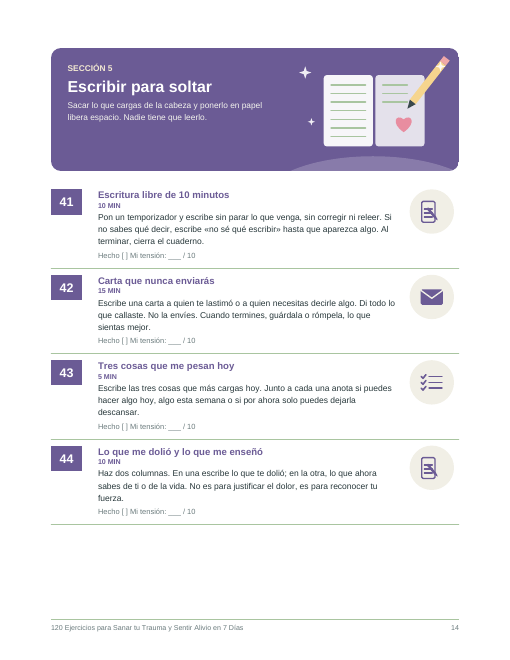 Página real del libro: Escribir para soltar